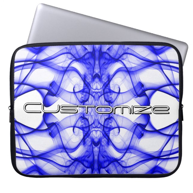 Anpassat namn Blå Rök Symmetrisk Vit Laptop Fodral (Framsidan)