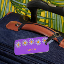 Anpassat namn blåa blommor på lila