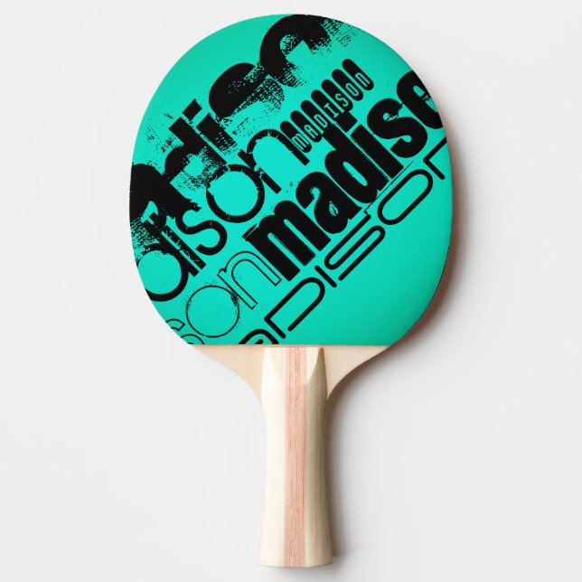 Anpassat namn; Black & Neon Aqua Turcos Pingisracket (Framsidan)