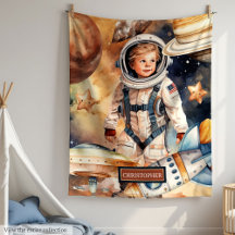 Anpassat namn Blanket med Stars Rocket och Planets