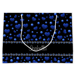 Anpassat namn, blått hjärta glitter mönster