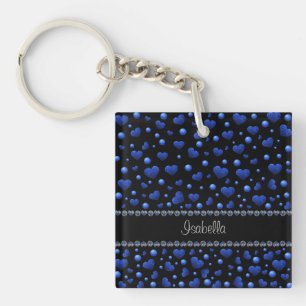 Anpassat namn, blått hjärta glitter mönster