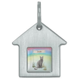 Anpassat namn Blått ryskt kattkött ID-bricka Husdjur