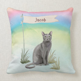 Anpassat namn Blått ryskt kattkött Kudde