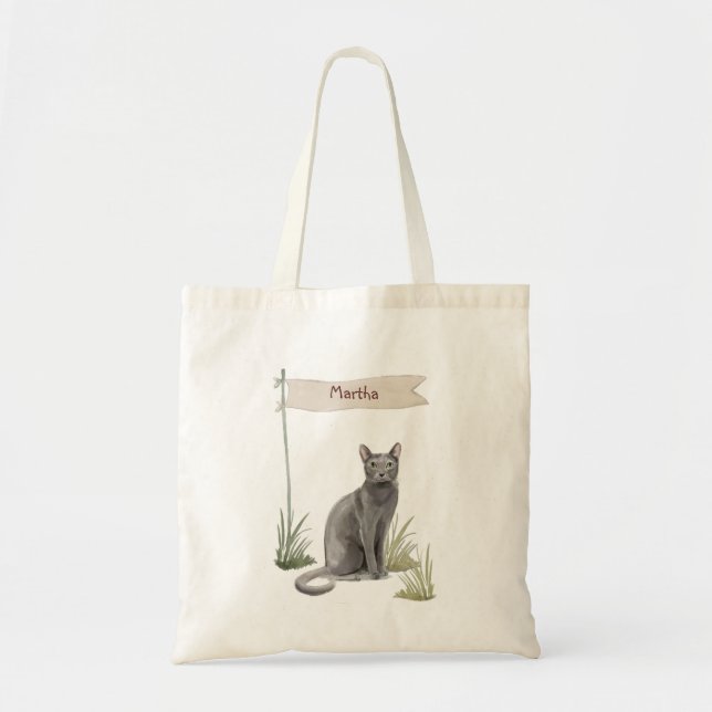 Anpassat namn Blått ryskt kattkött Tygkasse (Framsidan)