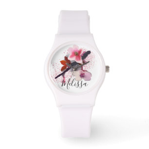 Anpassat namn Blommar av Rosa av körsbär för Armbandsur