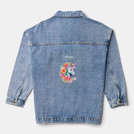 Anpassat Namn Blommig Enhörning Barn Denim Jacka
