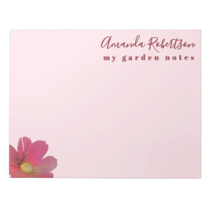Anpassat Namn Blommig Vattenfärg Pastell Rosa Röd Anteckningsblock