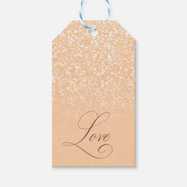 Anpassat Namn Blush Glitter Kärlek Typografi FFCBA Presentetikett (Framsidan)