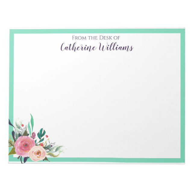 Anpassat namn Boho Blommigt Bouquet Stationery Pen Anteckningsblock (Framsida)
