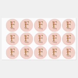 Anpassat namn Bokstav F Guld Folie Rosé Rosa Rosor Klistermärke