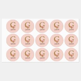 Anpassat namn bokstav G Guld Folie Rosé Rosa Rosor Klistermärke