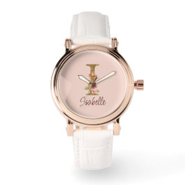 Anpassat namn bokstav I Guld Folie Blush Rosa Roso Armbandsur