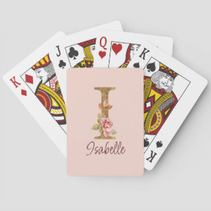 Anpassat namn bokstav I Guld Folie Rosenskära Roso Casinokort