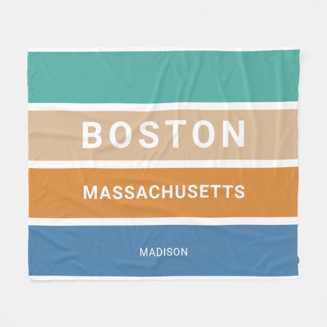Anpassat namn Boston Massachusetts / DIN TEXT Fleecefilt (Framsidan (Horisontell))