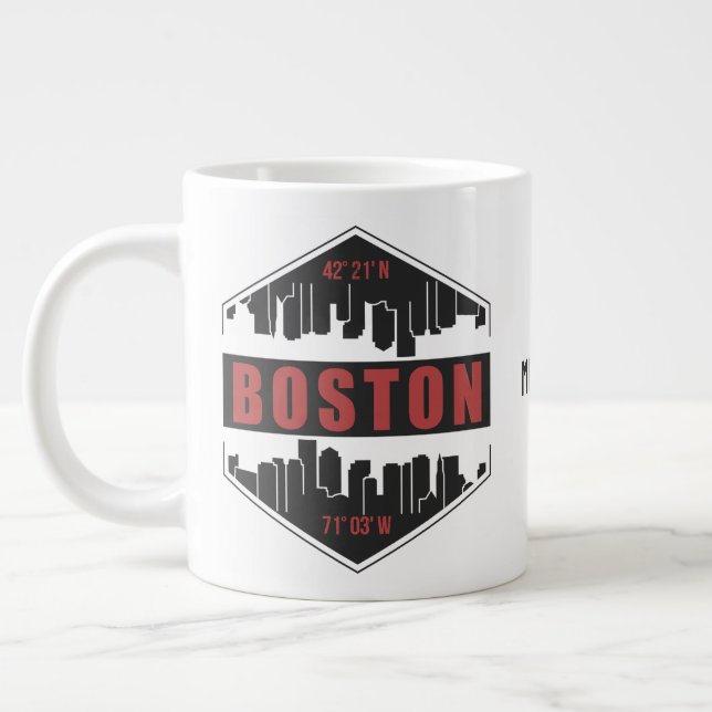 Anpassat namn Boston Massachusetts Jumbo Mugg (Vänster)