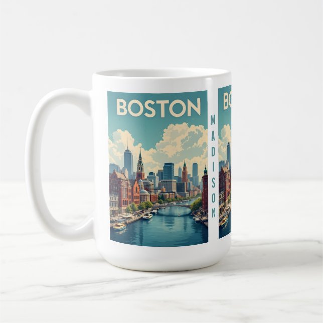 Anpassat namn Boston Massachusetts Kaffemugg (Vänster)