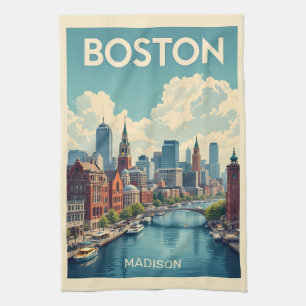 Anpassat namn Boston Massachusetts Kökshandduk