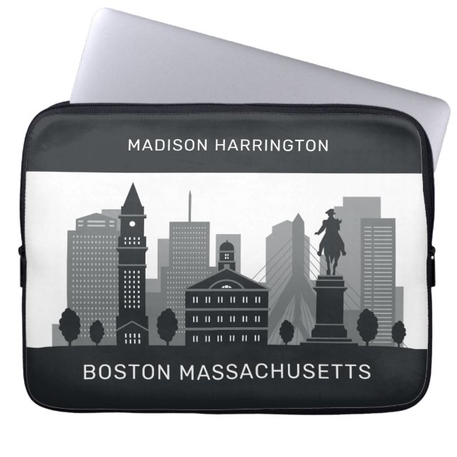 Anpassat namn Boston Massachusetts Laptop Fodral (Framsidan)