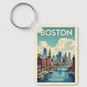Anpassat namn Boston Massachusetts Nyckelring