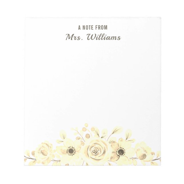 Anpassat namn Botaniska blommor Blommigt A Anteckn Anteckningsblock (Framsida)