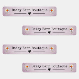 Anpassat namn Boutique Clothing Labels Rosa Daisy  Klistermärke