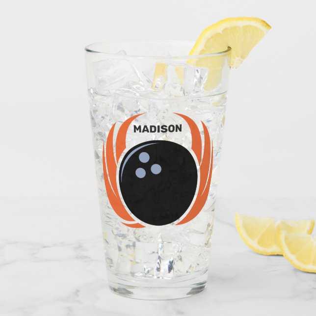 Anpassat namn Bowling Ball med Flame Glaskopp (Bakside Is)