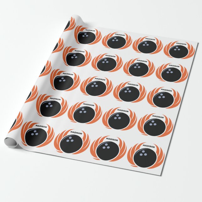 Anpassat namn Bowling Ball med Flame Presentpapper (Utrullad)