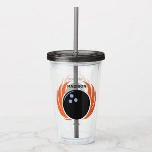 Anpassat namn Bowling Ball med Flame Take Away Mugg
