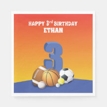 Anpassat namn Boy 3rd Birthday Sports Bollar