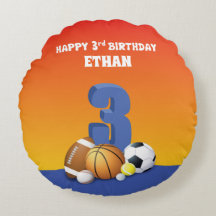 Anpassat namn Boy 3rd Birthday Sports Bollar