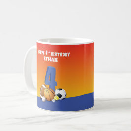 Anpassat namn Boy 4e födelsedagen Sports Bollar Kaffemugg