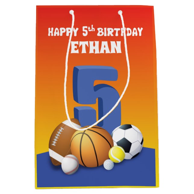 Anpassat namn Boy 5 Birthday Sports Bollar (Framsidan)
