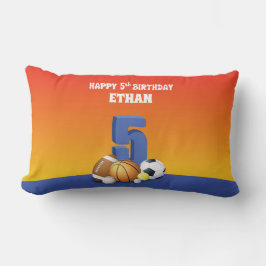Anpassat namn Boy 5 Birthday Sports Bollar Lumbarkudde
