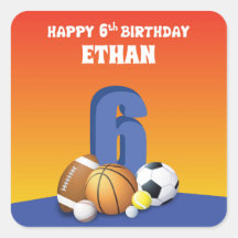 Anpassat namn Boy 6e Birthday Sports Bollar