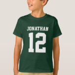 Anpassat namn Boys Sport Jersey Shirt T-shirt<br><div class="desc">Skapa din egen personlig fotbolls-T-shirt med eget namn och nummer. En coola anpassade sportskjorta, det är en söt presentidé för pojkar. Trendigets sportkläder för barn är lämplig för all idrott, inklusive fotboll, fotboll, volleyboll, baseboll, softball, basket och hockey. Klicka på Anpassa om du vill lägga till text, anpassa typsnitt och...</div>