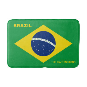 Anpassat namn Brasilien-Flagga Badrumsmatta
