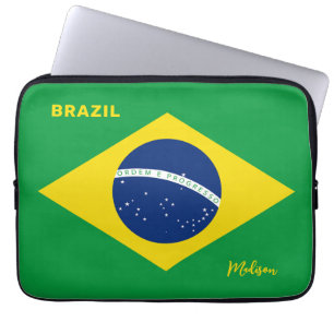 Anpassat namn Brasilien-Flagga Laptop Fodral