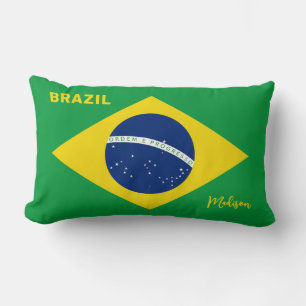 Anpassat namn Brasilien-Flagga Lumbarkudde