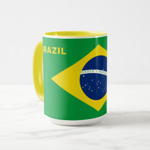 Anpassat namn Brasilien-Flagga Mugg