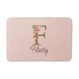 Anpassat namn Brev F guldblomma  Rosa ros Badrumsmatta