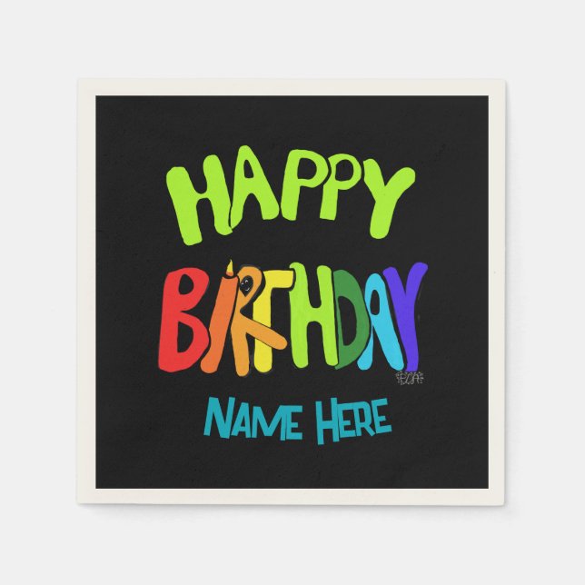 Anpassat namn Bright och Grattis på födelsedagen Pappersservett (Framsidan)