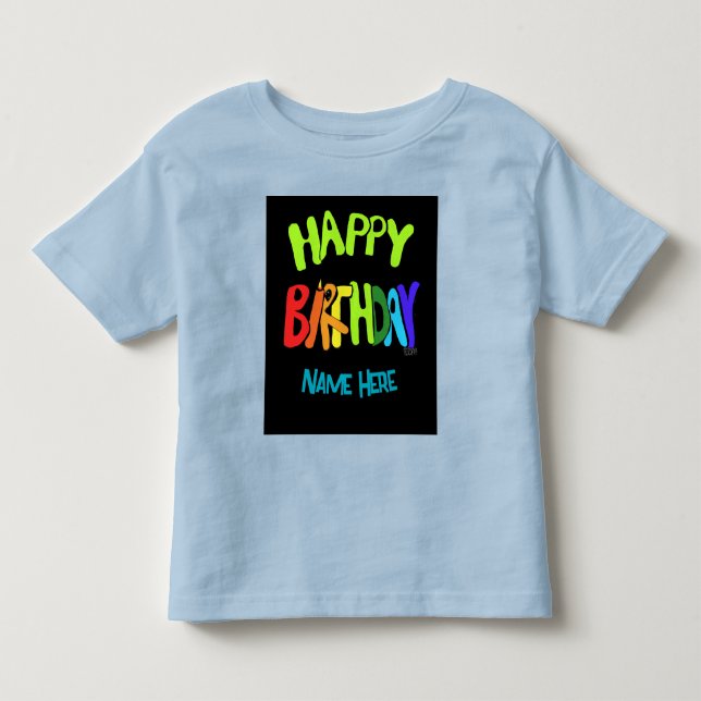 Anpassat namn Bright och Grattis på födelsedagen T Shirt (Framsida)