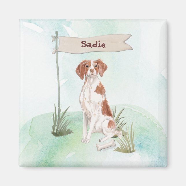 Anpassat Namn Brittany Husdjur Hund Magnet (Framsidan)