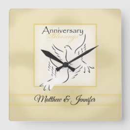 Anpassat namn, Bröllop-årsdag Fyrkantig Klocka