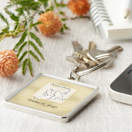 Anpassat namn, Bröllop-årsdag Fyrkantig Silverfärgad Nyckelring