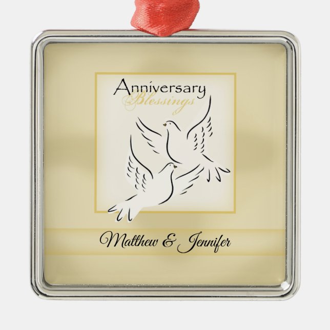 Anpassat Namn, Bröllopsdag Segensönskningar Julgransprydnad Metall (Framsidan)