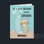 Anpassat namn Brother Birthday Beach Funny Raccoon Kort<br><div class="desc">Fira med din bror när han får en ny sommardag. Det här sommarkortet är bara för sött och roligt att gå upp. Jag hälsar honom och  ett roligt-budskap som den här tävlingen ger honom gången hans speciella dag kommer till slut.</div>