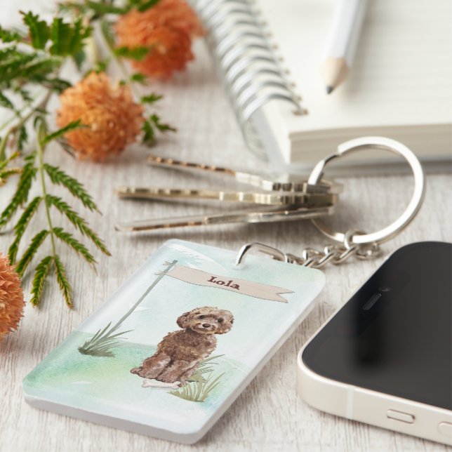 Anpassat namn Brown Cockapoo Pet Hund (Högra Framsidan)