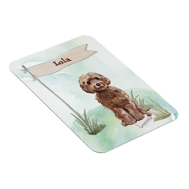 Anpassat namn Brown Cockapoo Pet Hund Magnet (Högersidan)